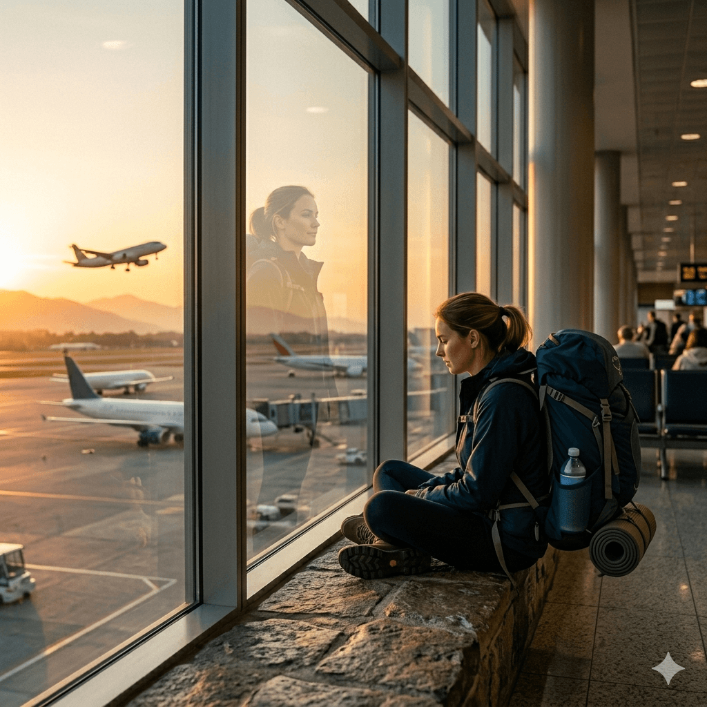 Traveler reconnecting with themselves through solo travel