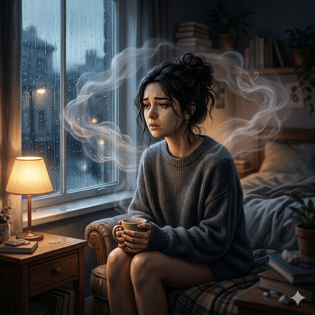 Person wondering why am I crying for no reason during emotional overload